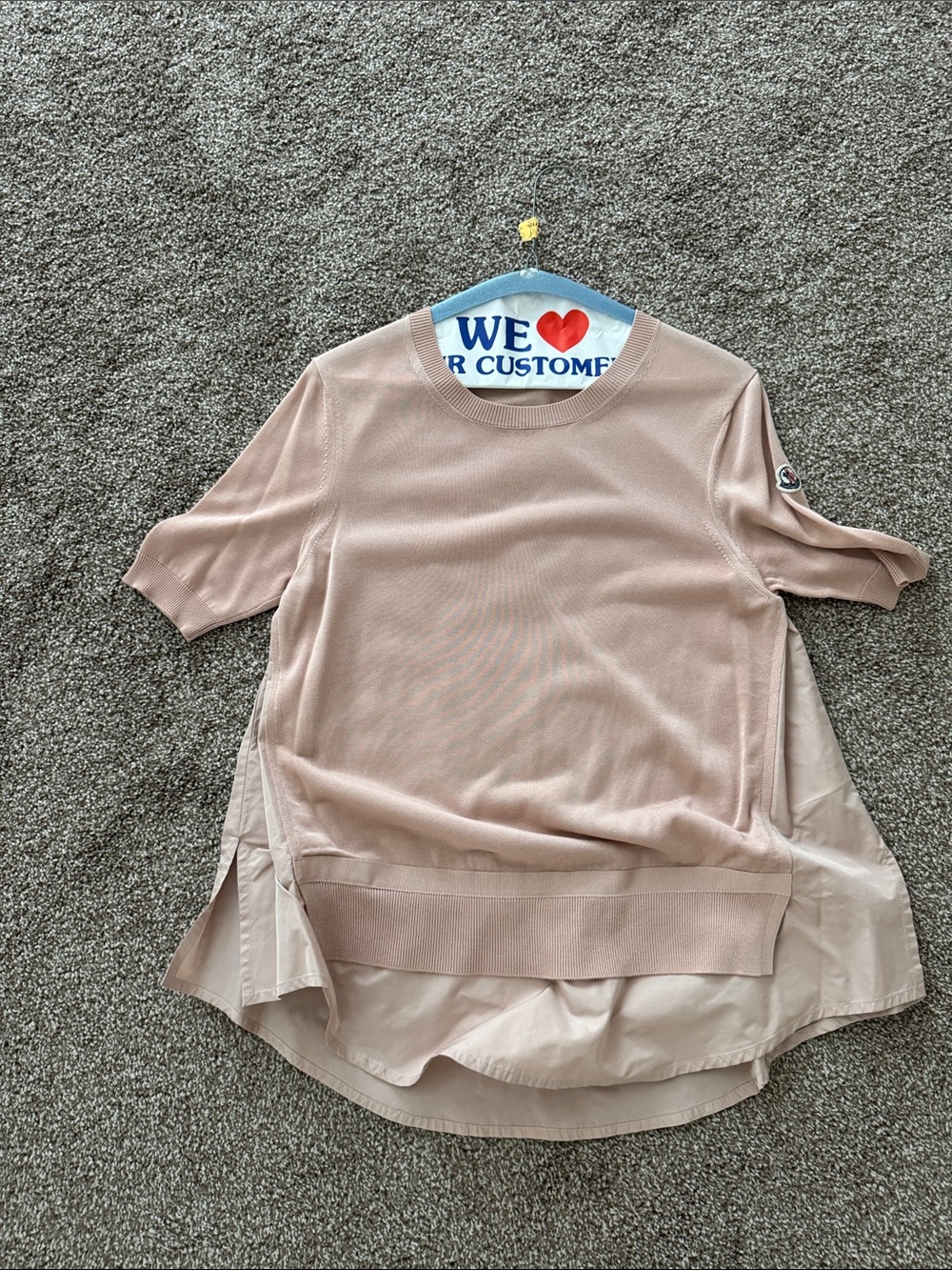 Moncler Layered Short-Sleeve Top in Blush Pink